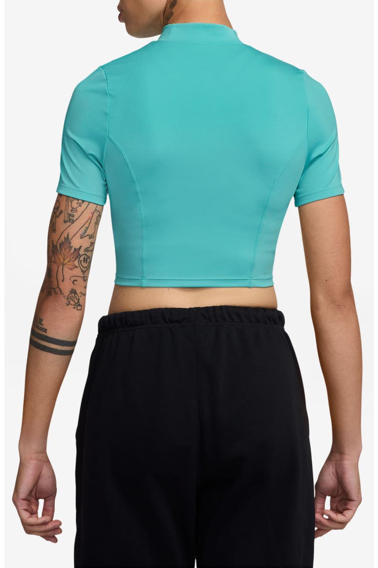 Mock Neck Crop Top, Alternate, color, WASHED TEAL/ WHITE