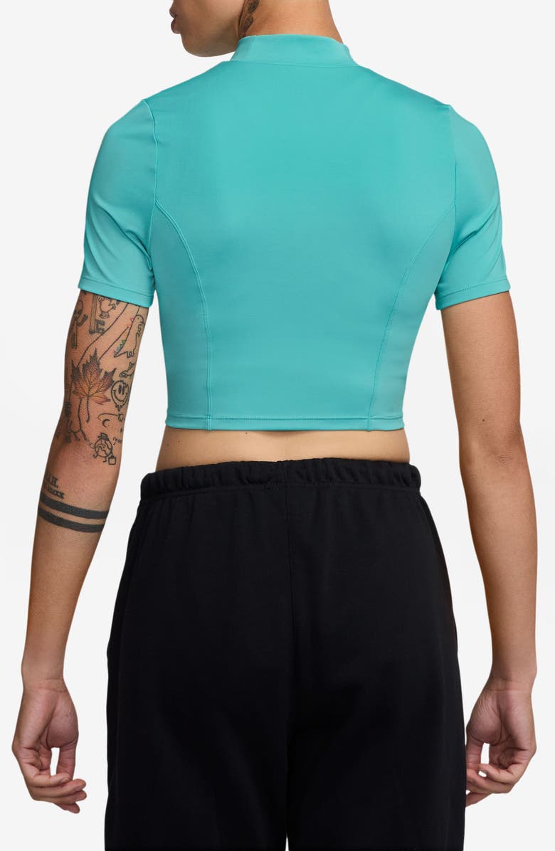 Jordan Mock Neck Crop Top, Alternate, color, Washed Teal/ White