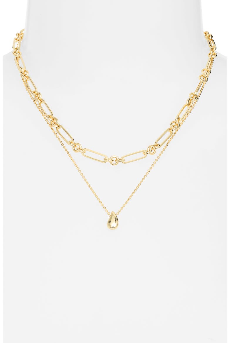Set of 2 Demi Fine Two Tone Chain & Pendant Necklace, Alternate, color, 14K GOLD PLATED