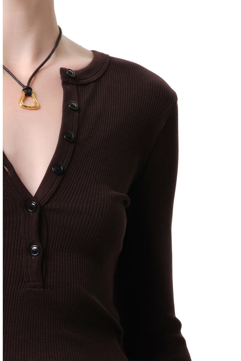Boy Rib Henley, Alternate, color, CHOCOLATE MD DK BROWN