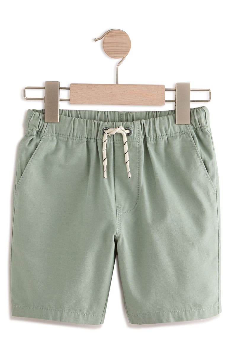 NEXT Kids' Solid Green Knit Cotton Drawstring Shorts, Main, color, Green
