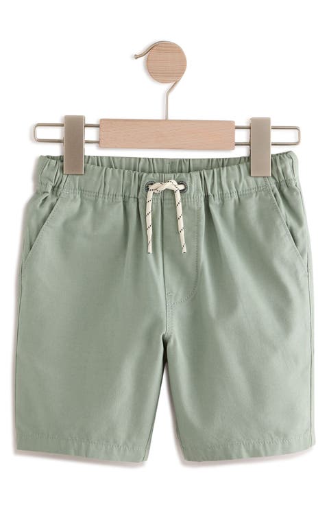 Kids' Solid Green Knit Cotton Drawstring Shorts (Little Kid & Big Kid)