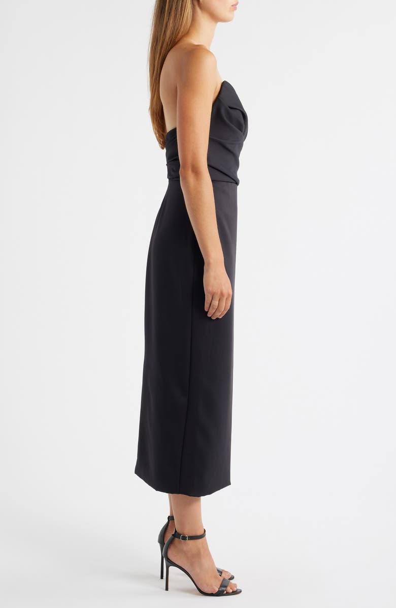 Amsale Strapless Crepe Dress, Alternate, color, Black
