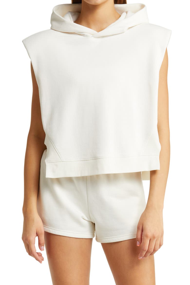 Headliner Crop Sleeveless Hoodie, Main, color, IVORY
