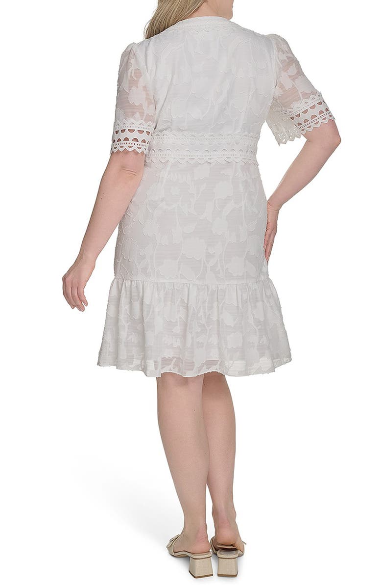 Eliza J Floral Print Fit & Flare Shirtdress, Alternate, color, Ivory