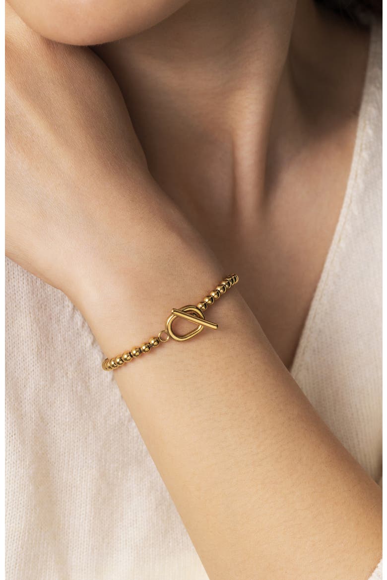 Toggle Clasp Beaded Bracelet, Alternate, color, Gold Tone