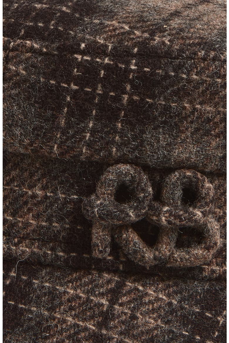 Plaid Baker Boy Cap, Alternate, color, BROWN