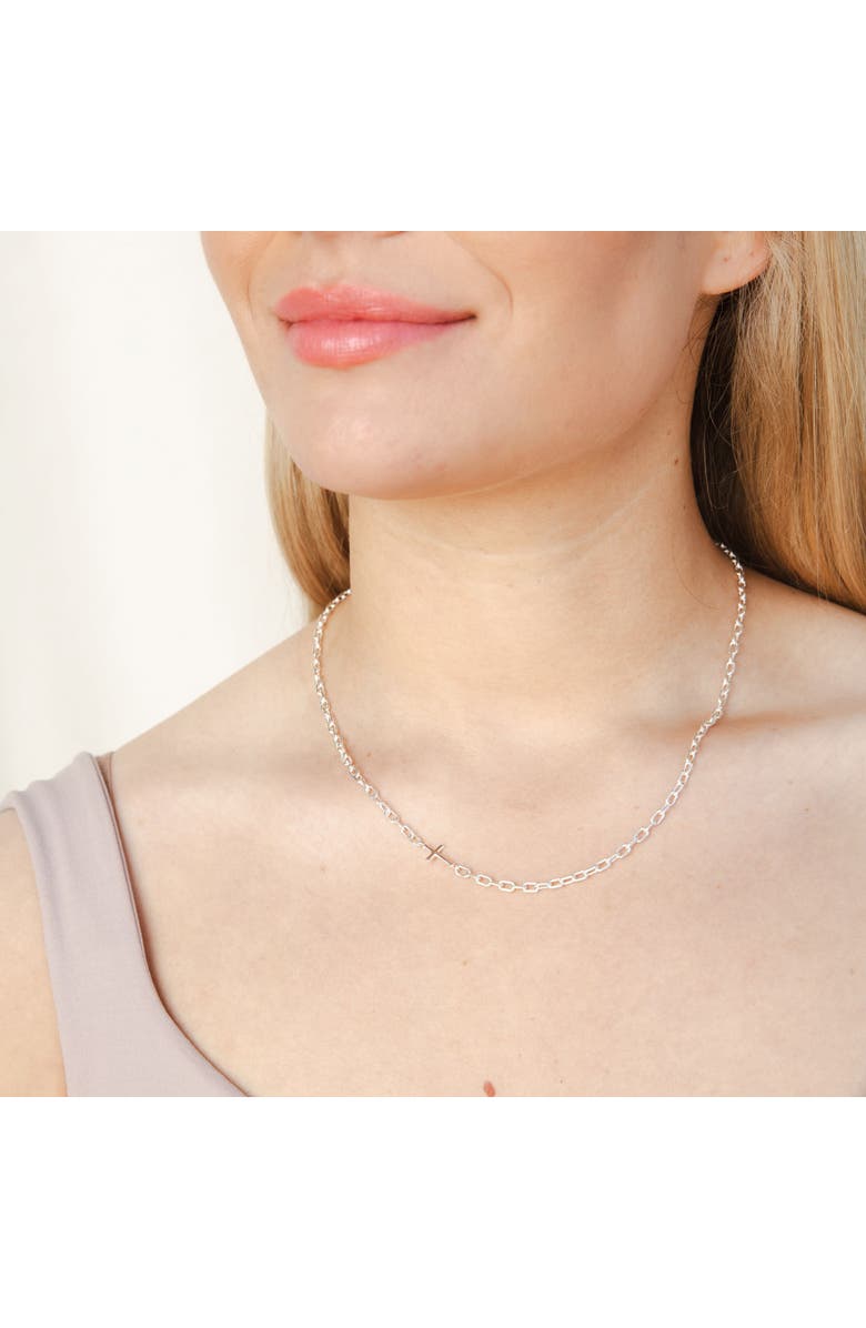 Rizen Jewelry Mini Chain Breaker Cross Necklace, Alternate, color, Sterling Silver