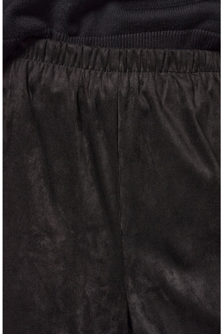 Microsuede Mid Rise Wide Leg Pants, Alternate, color, BLACK