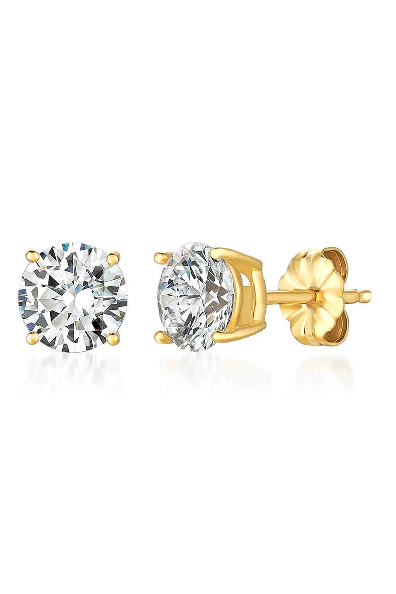 Cubic Zirconia Stud Earrings, Main, color, 18KT YELLOW GOLD