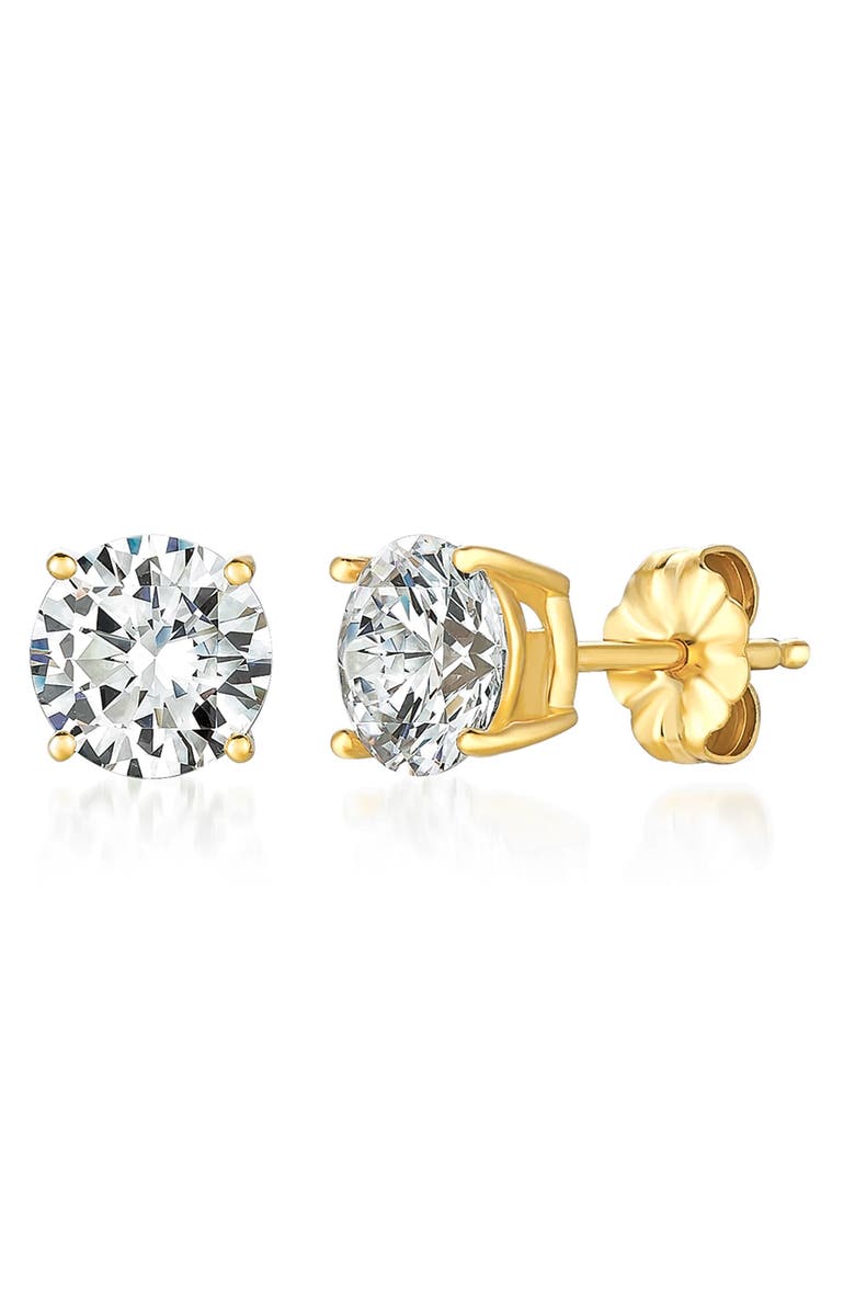 Crislu Cubic Zirconia Stud Earrings, Main, color, 18Kt Yellow Gold