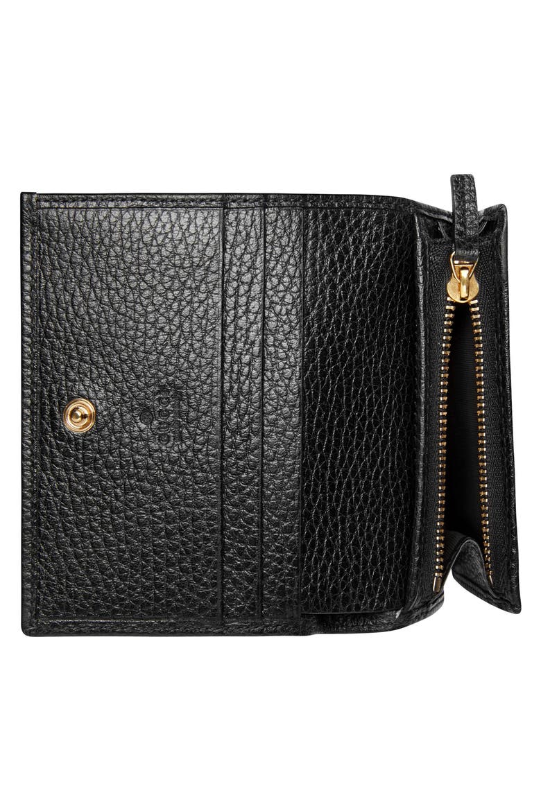 Petite Leather Card Case, Alternate, color, NERO/ NERO