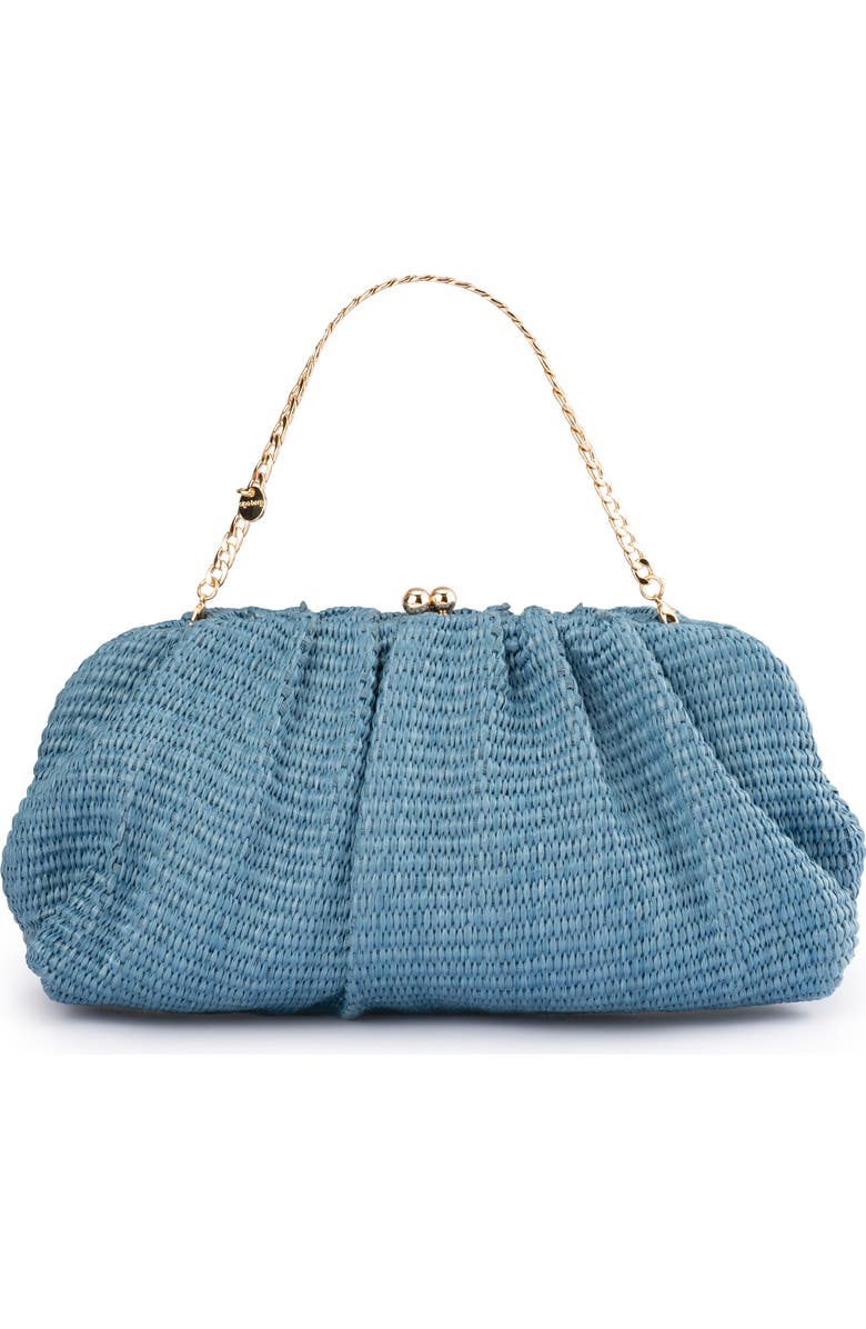 Olga Berg Queenie Woven Gathered Frame Clutch, Main, color, Blue