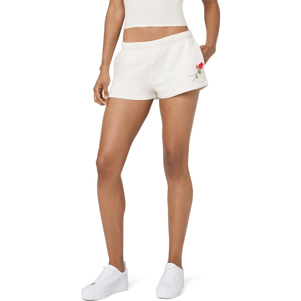 Shop Florence By Mills Cozy Crush Forever Rose Embroidered Sweat Shorts In Jet Str Rose