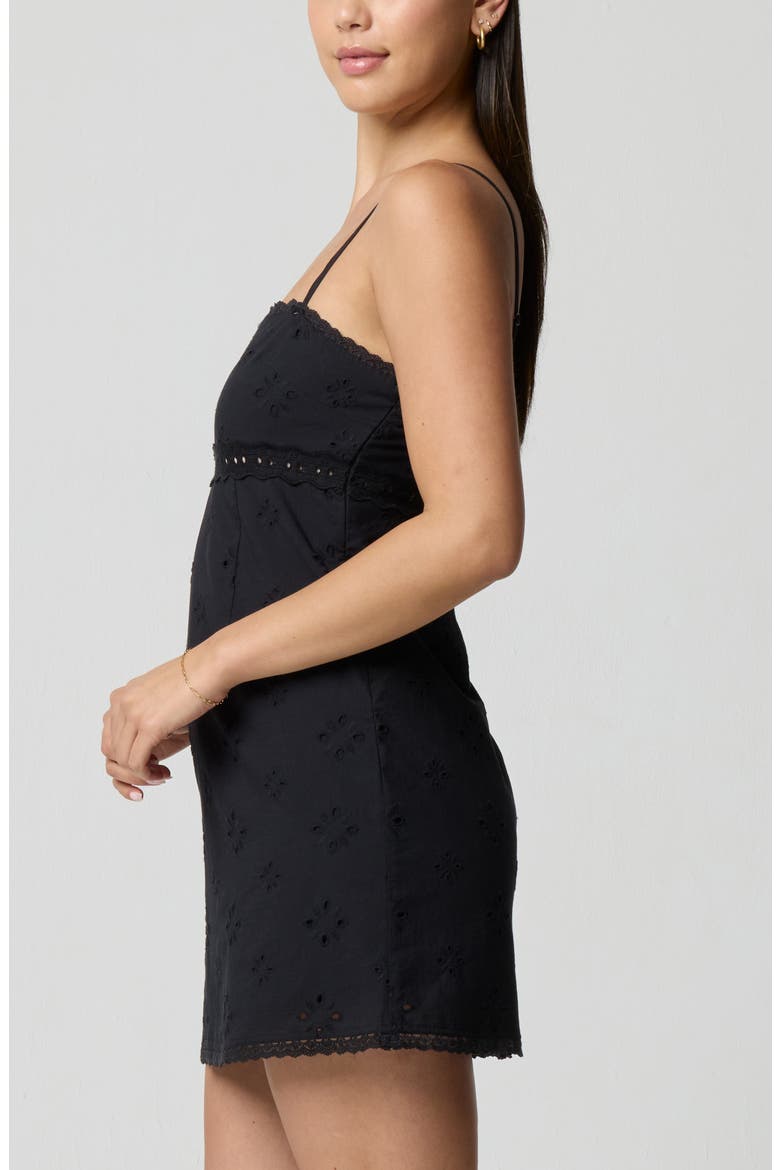 Square Neck Cotton Eyelet Minidress, Alternate, color, BLACK