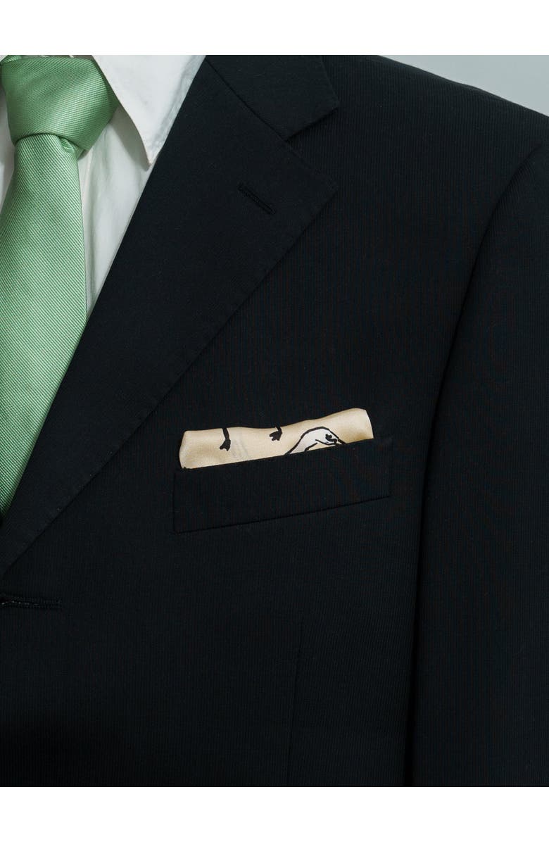 Lost Pattern "Little Egret" Silk Pocket Square, Alternate, color, Beige