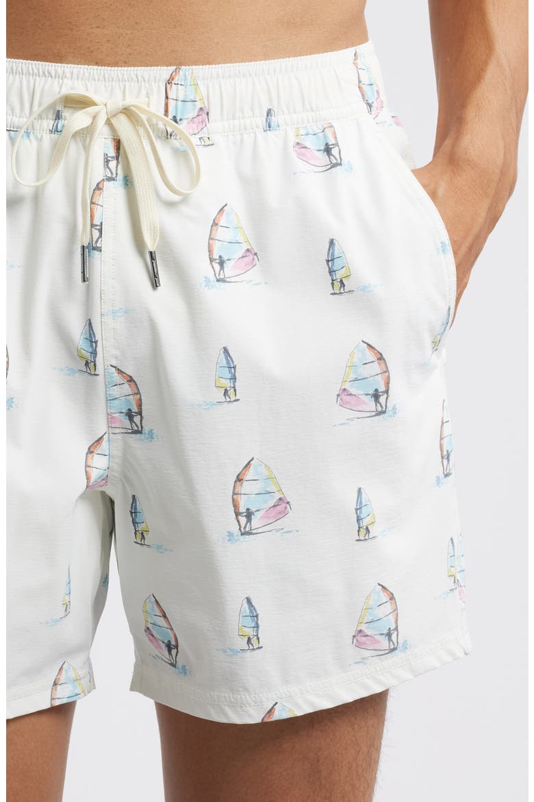 The Bungalow Water Repellent Swim Trunks, Alternate, color, WHITE