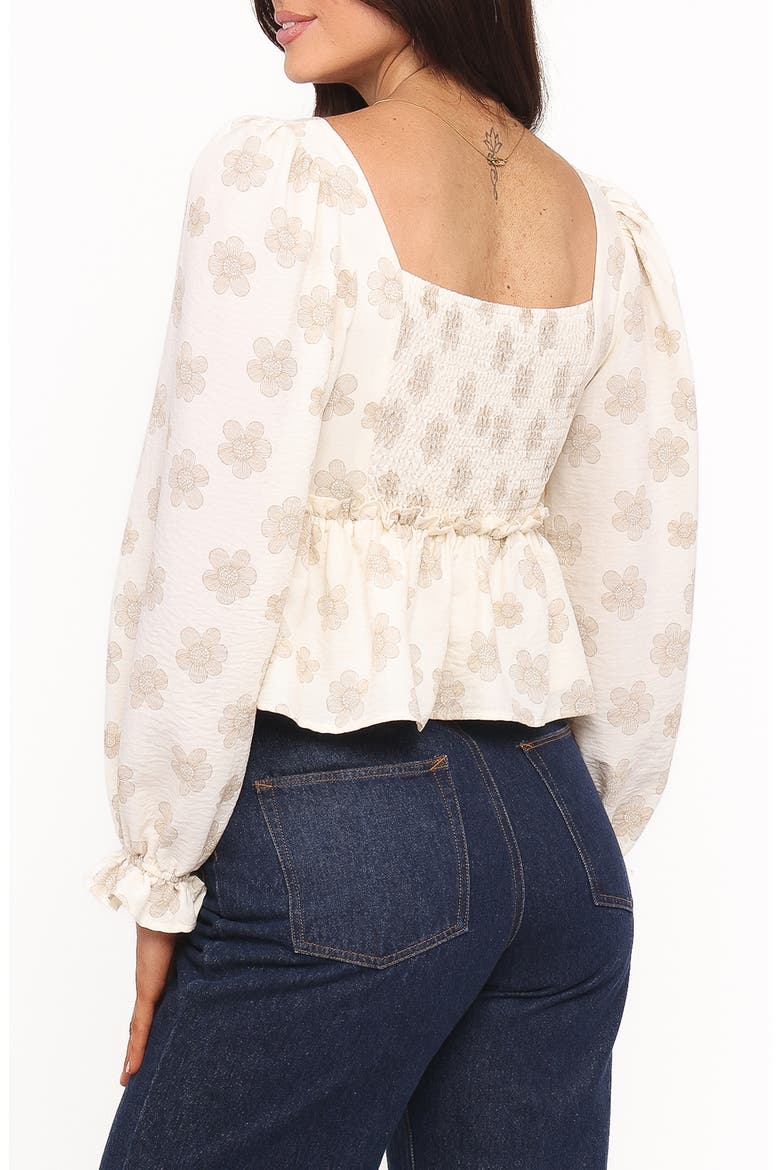 Cielo Floral Peplum Top, Alternate, color, SAND BEIGE FLORAL