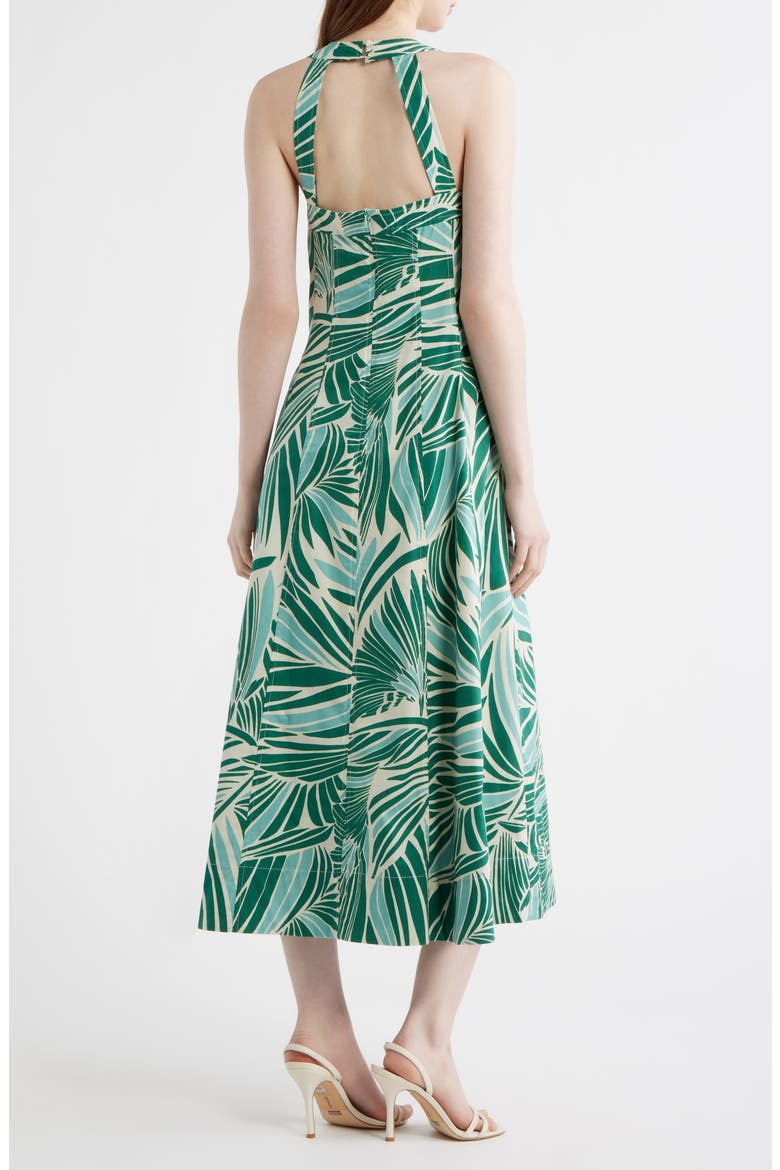 Leaf Print Cotton Poplin Dress, Alternate, color, GREEN MULT