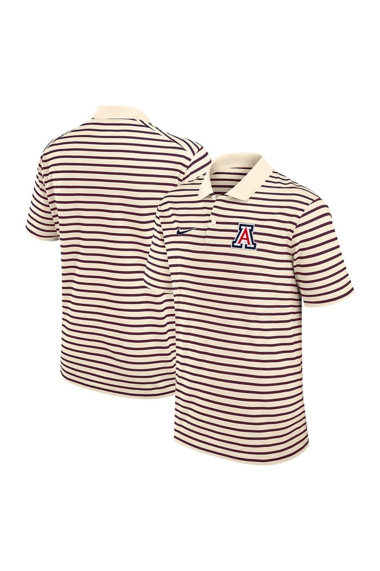 Men's Nike Tan Arizona Wildcats Primary Logo Striped Dri-FIT Polo, Main, color, Tan