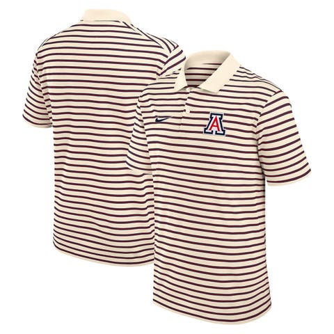 Men
s Nike Tan Arizona Wildcats Primary Logo Striped Dri-FIT Polo