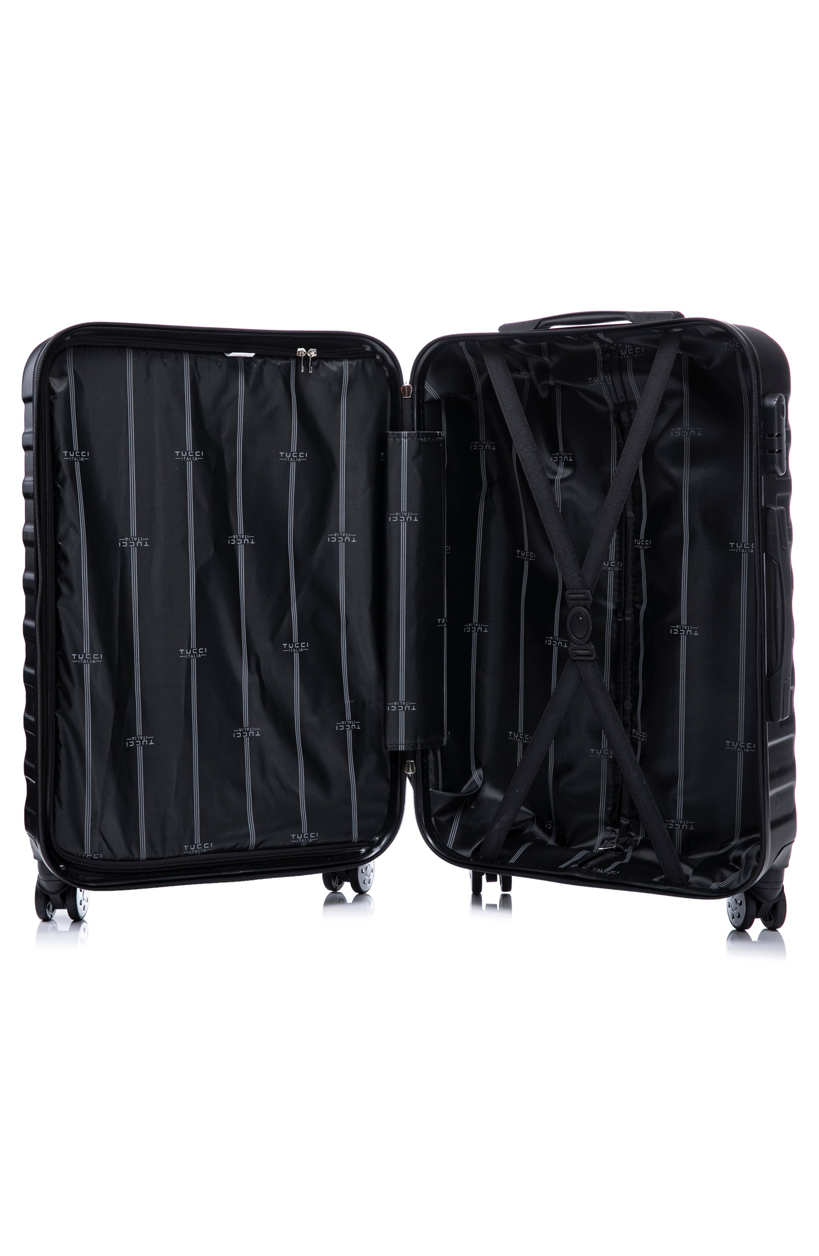 TUCCI Carravia Hardshell 3-Piece Spinner Luggage Set, Alternate, color, Black