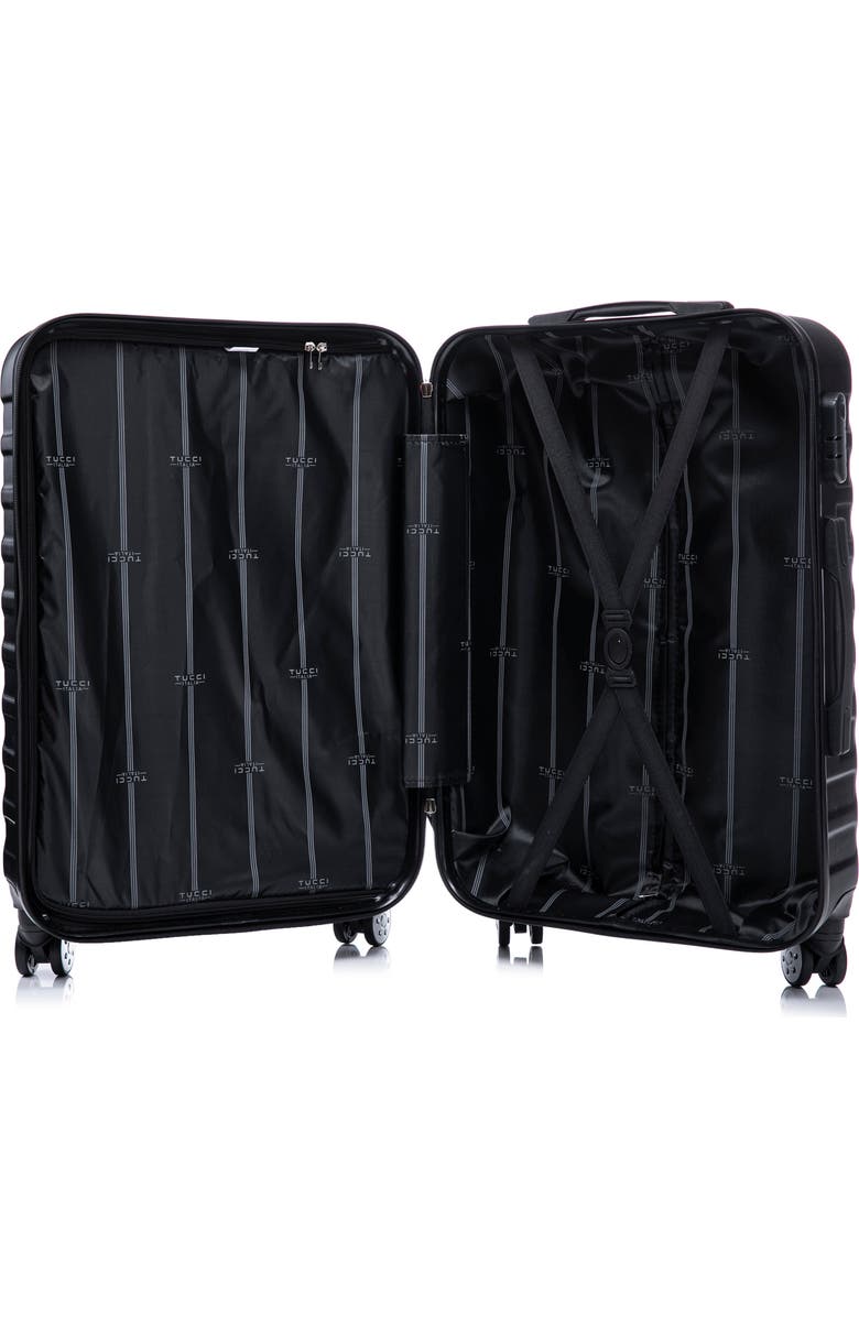TUCCI Carravia Hardshell 3-Piece Spinner Luggage Set, Alternate, color, Black