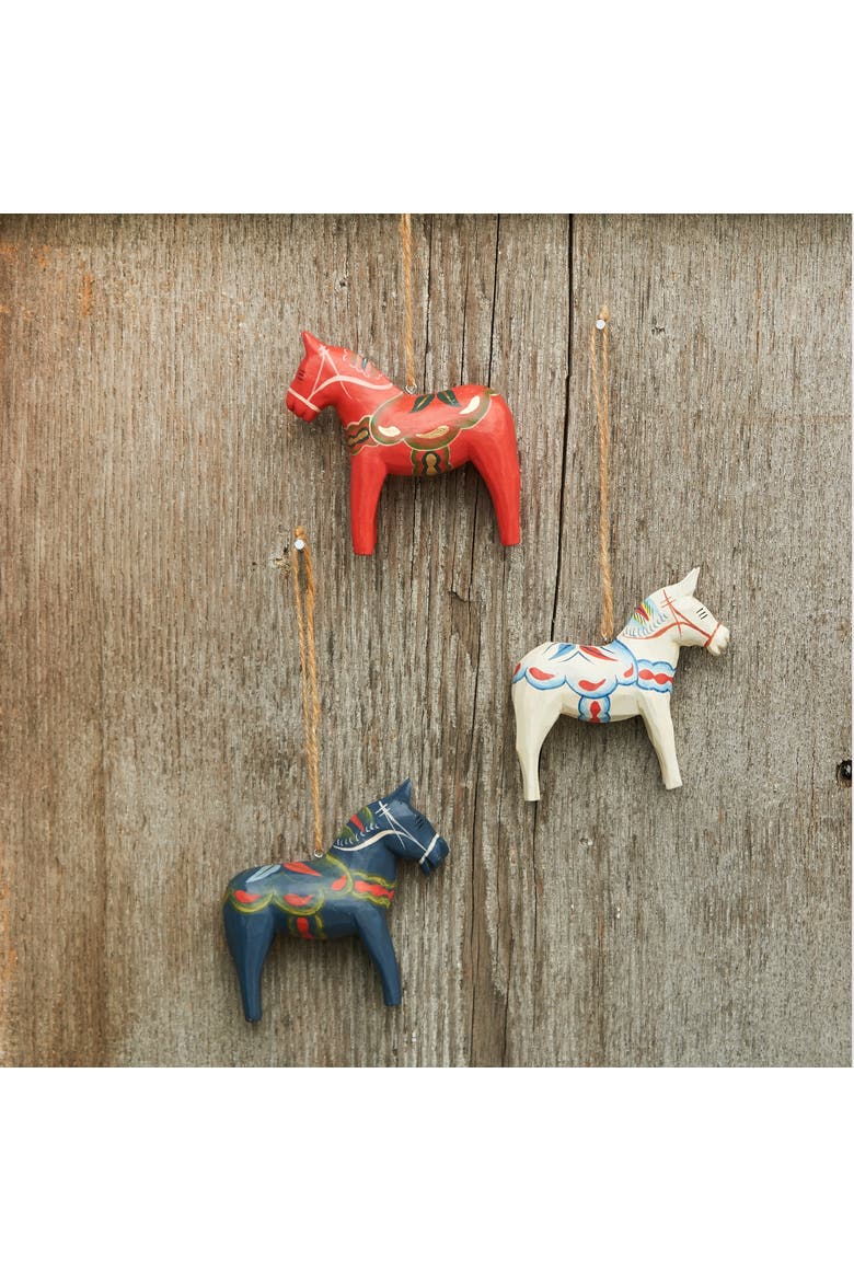 Dala Horse Handmade Ornament Set of 3, Alternate, color, Red
