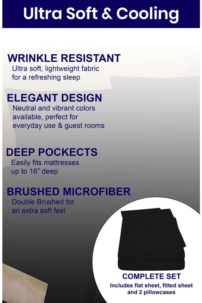 Deep Pocket Microfiber Sheet Set, Alternate, color, BLACK
