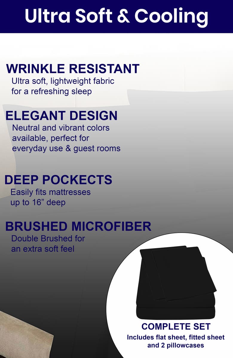Luxury Home Deep Pocket Microfiber Sheet Set, Alternate, color, Black