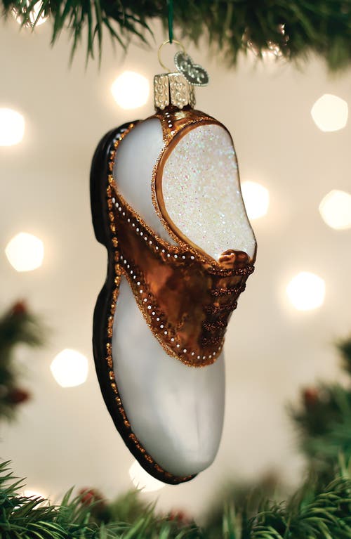 Old World Christmas Golf Shoe Glass Ornament In White