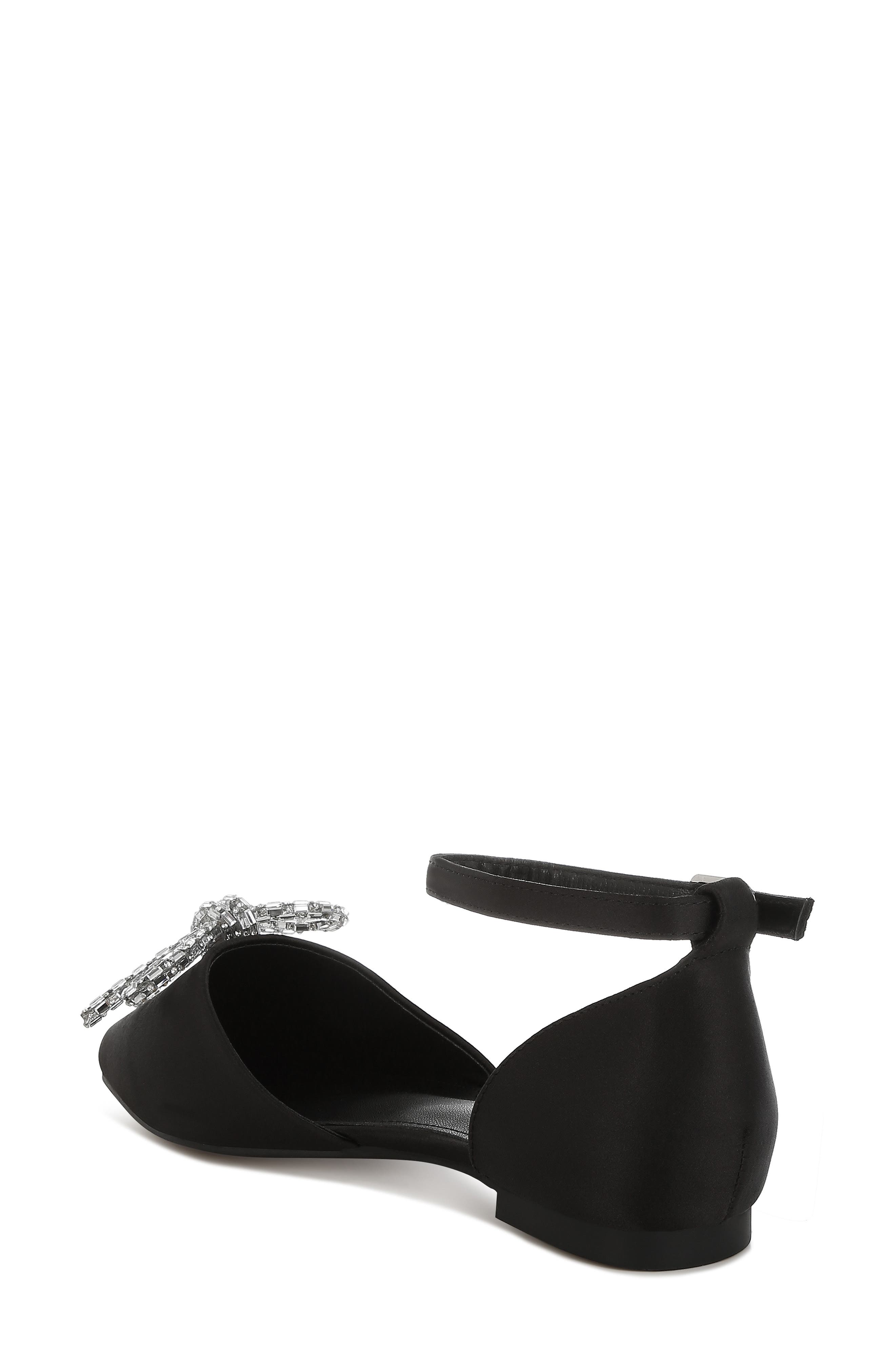Rag & Co Simina Embellished Ankle Tie Flat, Alternate, color, Black
