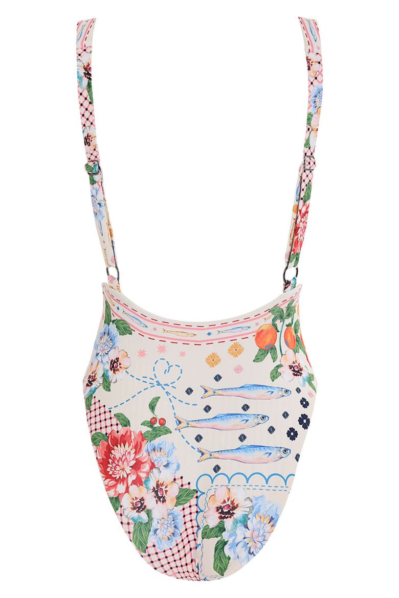 Priscila Basket Lace-Up One-Piece Swimsuit, Alternate, color, WHITE