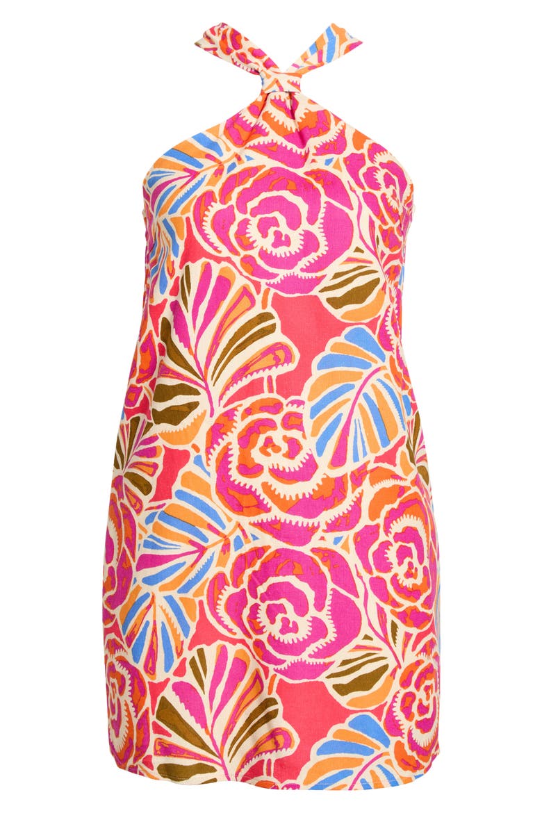 Nomi Floral Print Halter Minidress, Alternate, color, PINK-ORANGE-BLUE