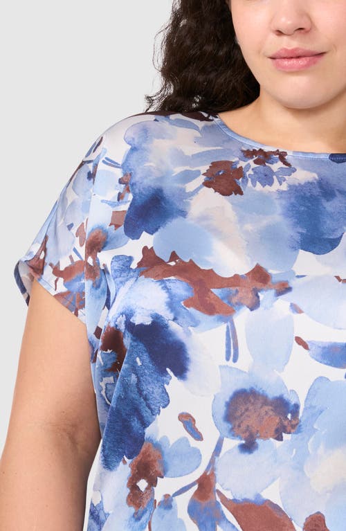 Halogenr Halogen(r) Printed Charmeuse Top In Blue Flower