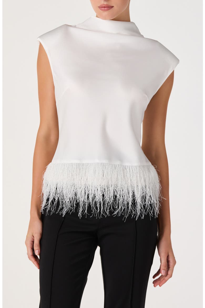 Falon Mock Neck Satin Top, Alternate, color, WHITE