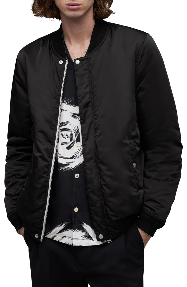 AllSaints Eris Reversible Bomber Jacket, Main, color, Silver/Black