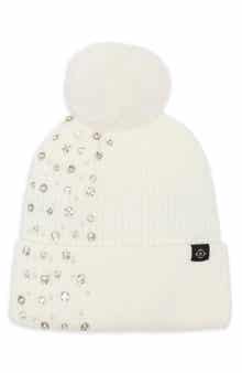 Studded Faux Fur Pom Beanie