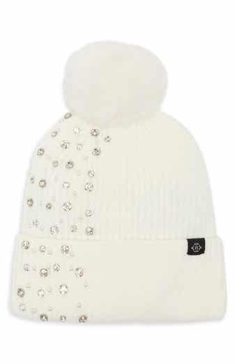 Studded Faux Fur Pom Beanie
