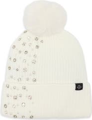 Nanette Lepore Studded Faux Fur Pom Beanie