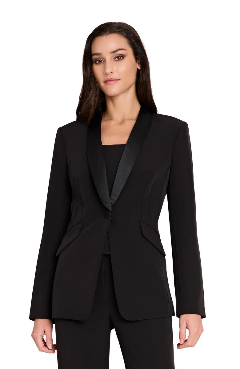 Tahari ASL Crepe Corset Tank, Alternate, color, Black