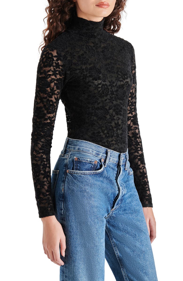 Steve Madden Cassi Lace Long Sleeve Bodysuit, Alternate, color,