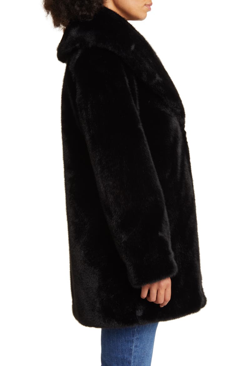 Shawl Collar Faux Fur Jacket, Alternate, color, BLACK