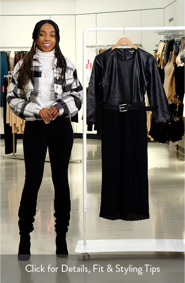 Knox Faux Leather Bodice Pleated Maxi Dress, sales video thumbnail