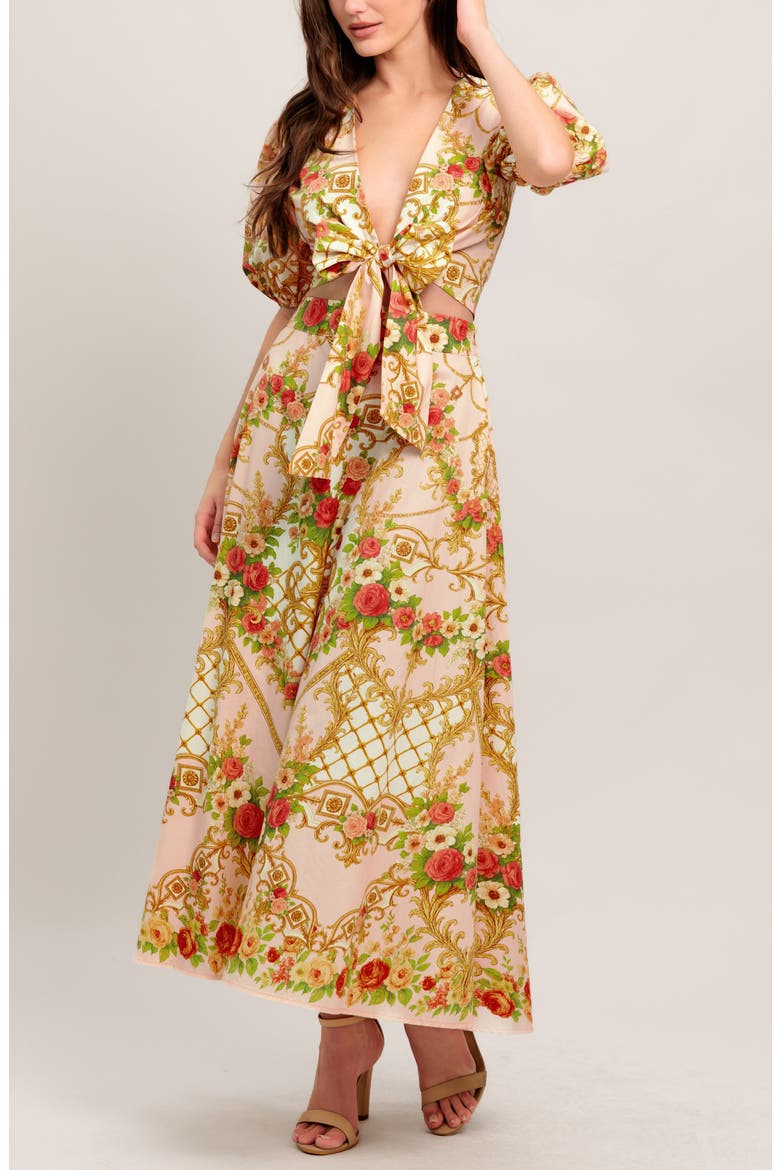 Printed Midi Skirt, Alternate, color, PINK
