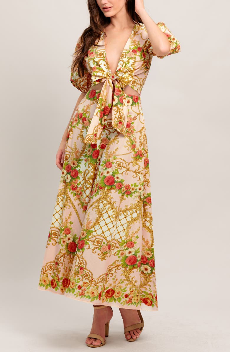 FLYING TOMATO Printed Midi Skirt, Alternate, color, Pink