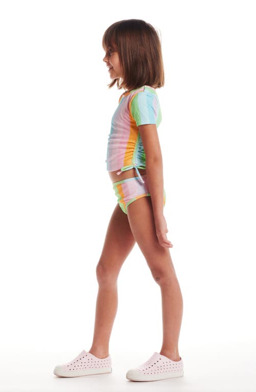 ANDY & EVAN ANDY & EVAN KIDS' SHORT SLEEVE TWO-PIECE RASHGUARD SWIMSUIT