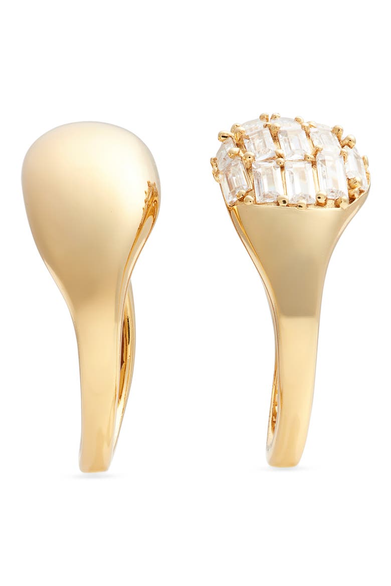 Set of 2 Cubic Zirconia Sculpted Rings, Alternate, color, 14K GOLD PLATED