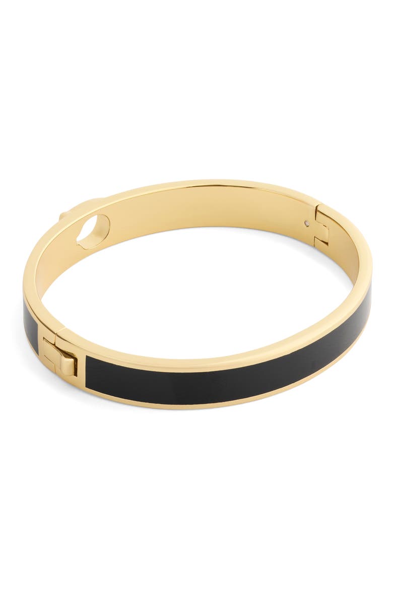 Signature C Enamel Hinge Bangle, Alternate, color, BLACK/ GOLD