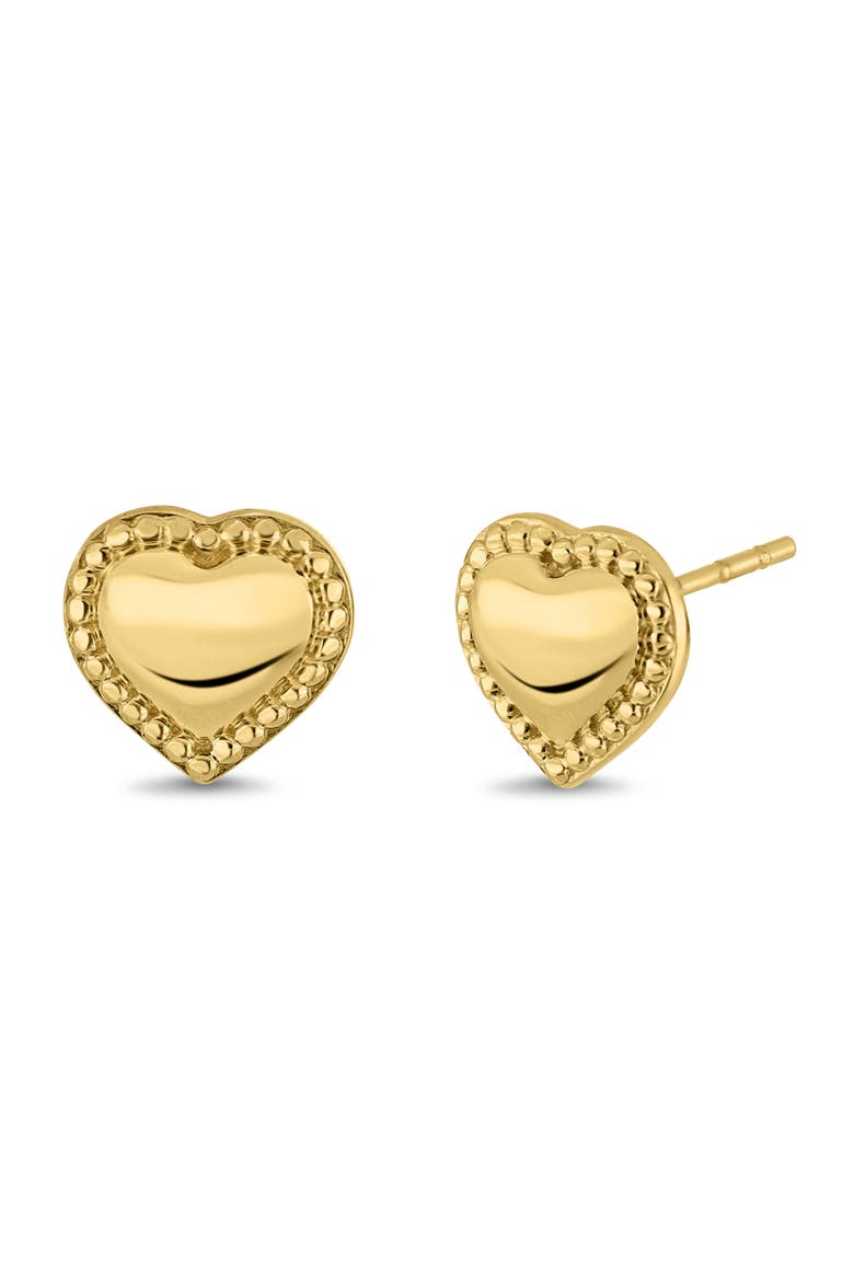 14K Gold Mykonos Heart Stud Earrings (Online Trunk Show), Main, color, 14K YELLOW GOLD